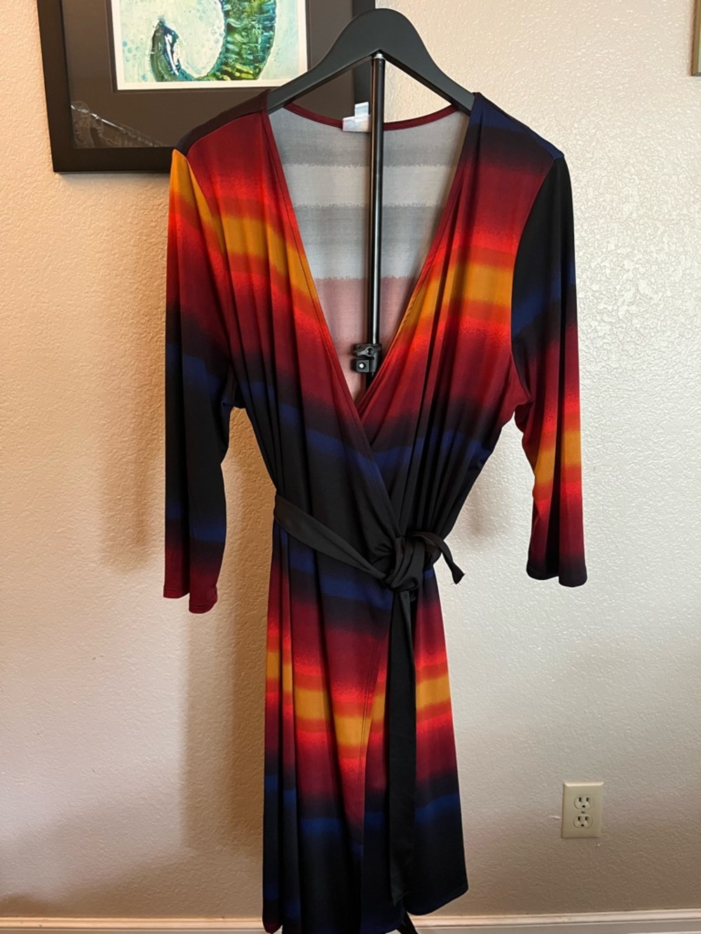 EUC LuLaRoe Multi Striped Wrap Dress 2XL
